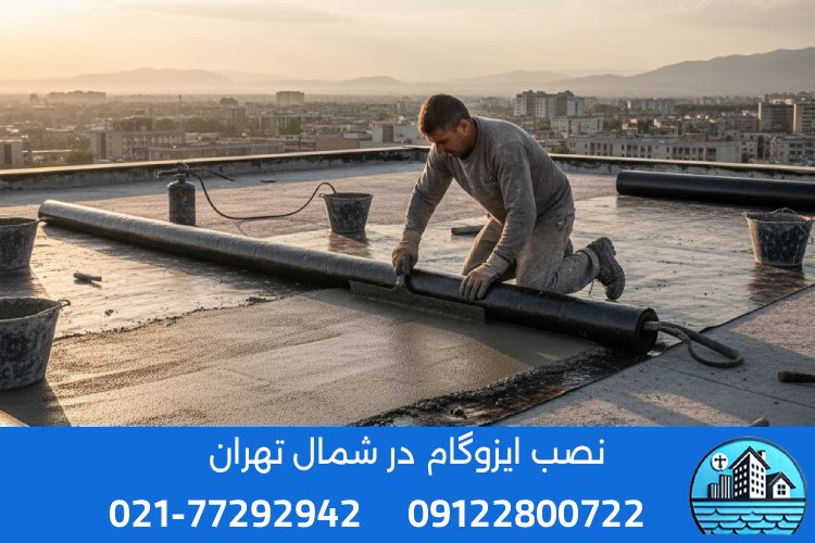 مراحل نصب ایزوگام توسط تیم حرفهای ایزوگام سیتی در شمال تهران