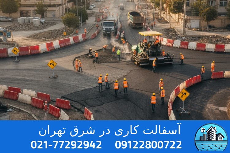 مراحل اجرای آسفالت در شرق تهران